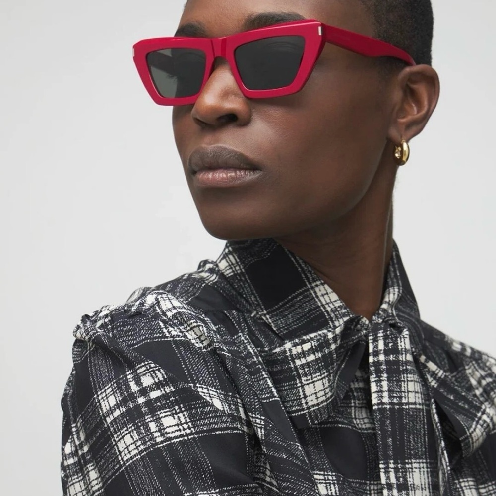 Saint Laurent 52mm Cat Eye Sunglasses Red SL 467 NEW - Picture 12 of 17